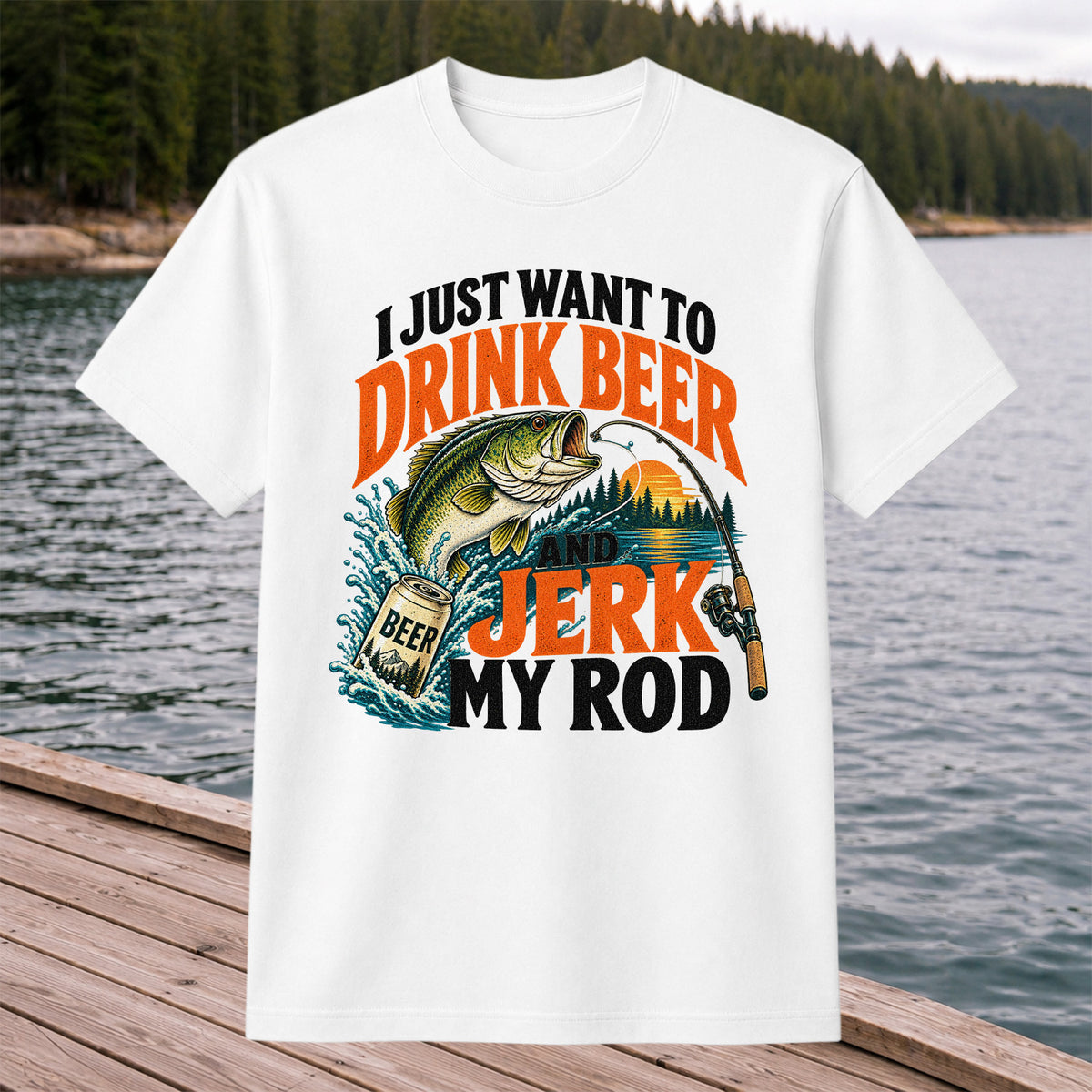 Drink Beer and Jerk My Rod Funny Bass Fishing T-Shirt