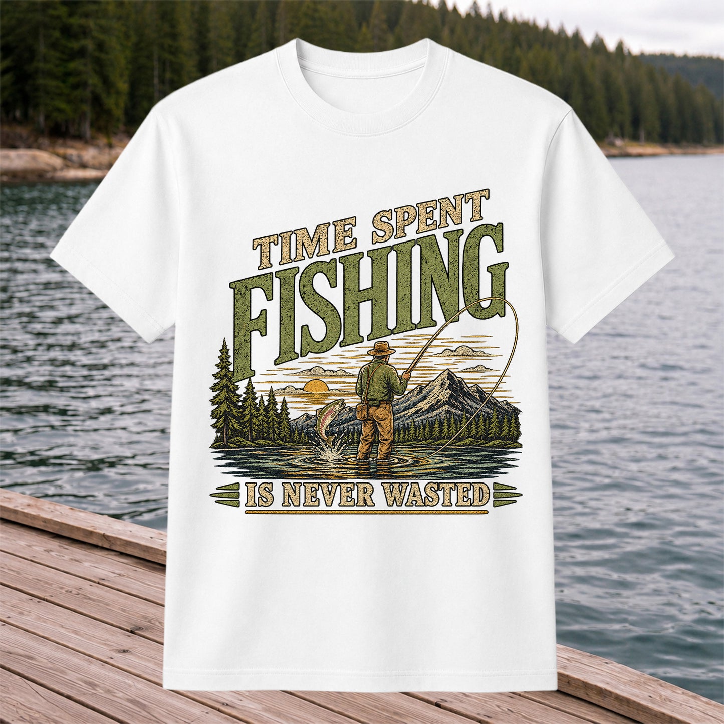 Time Spent Fishing Is Never Wasted Fly Fishing T-Shirt