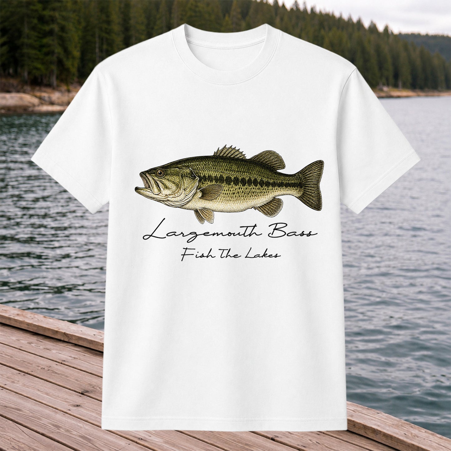 Largemouth Bass Fishing T-Shirt Fish The Lakes Vintage Bass Angler Tee