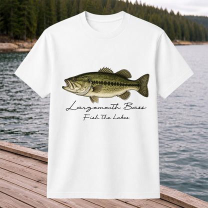 Largemouth Bass Fishing T-Shirt Fish The Lakes Vintage Bass Angler Tee