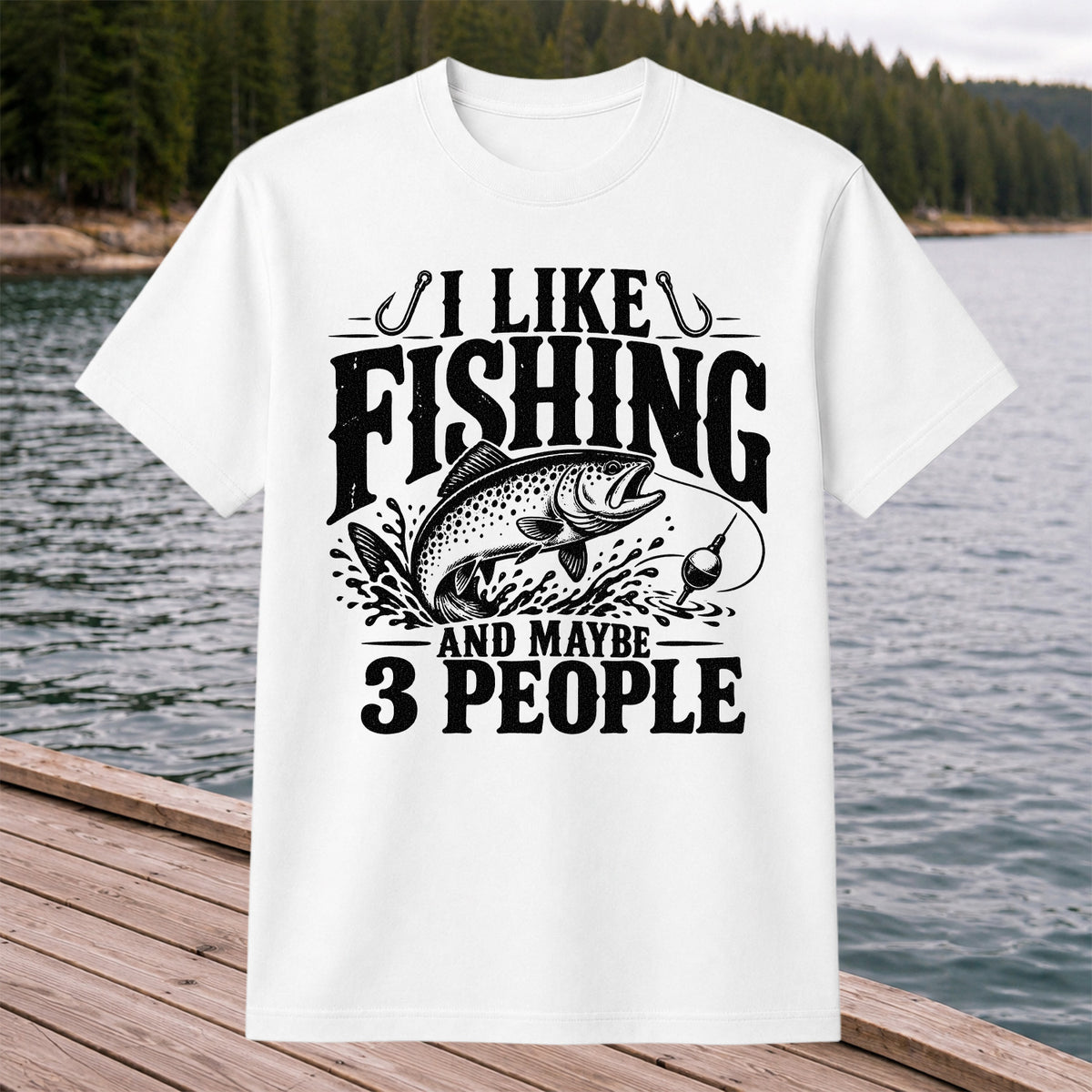 Funny Trout Fishing Three People Graphic T-Shirt