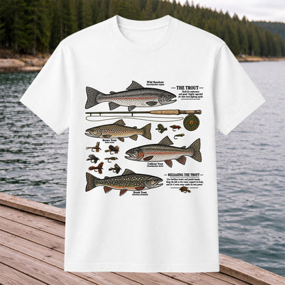 The Trout Species Chart Vintage Fly Fishing Graphic T-Shirt