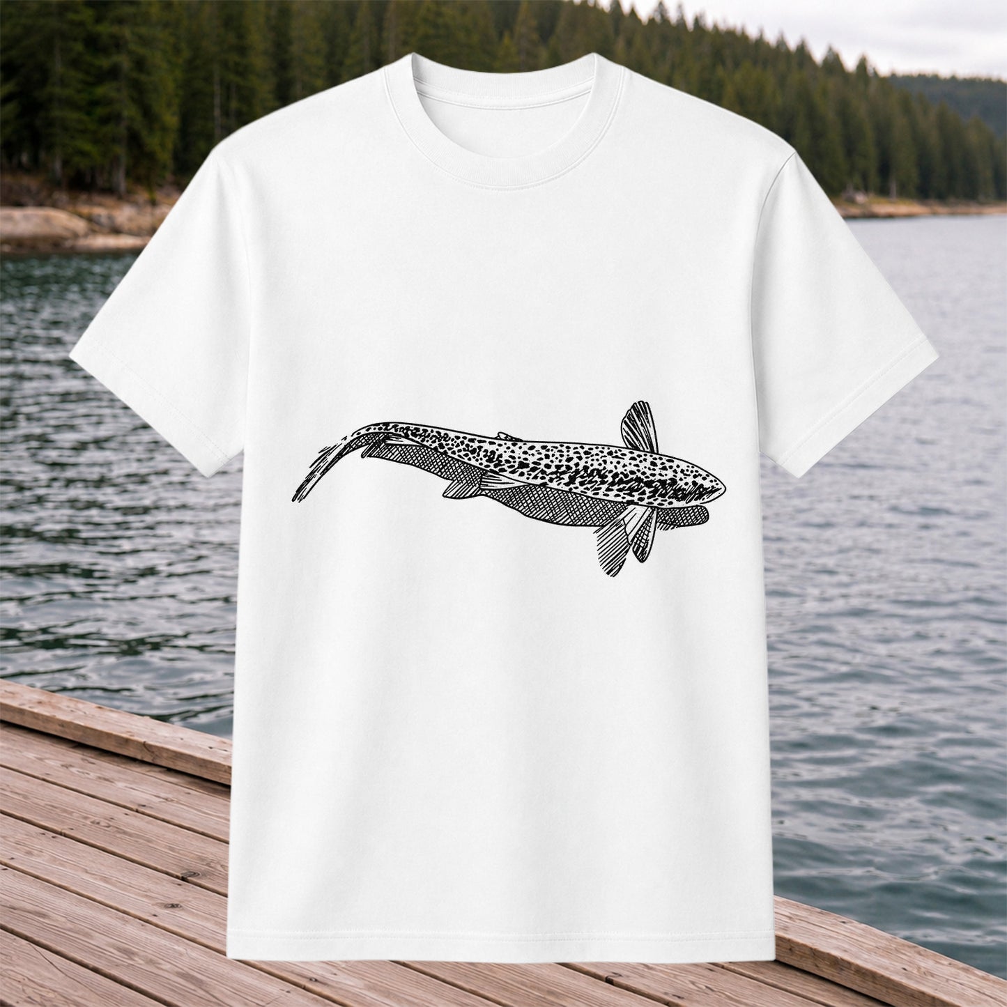 Burbot Fish Minimalist Line Art Fishing Graphic T-Shirt