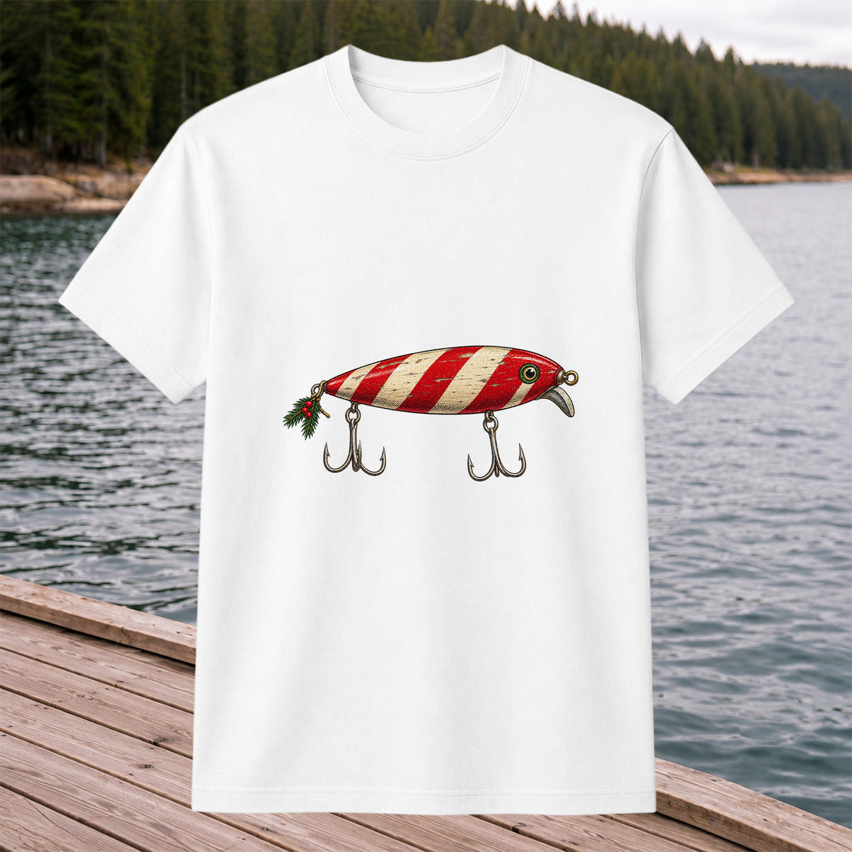 Vintage Red and Cream Fishing Lure Graphic T-Shirt