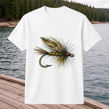 Vintage Fly Fishing Lure and Hook Graphic T-Shirt
