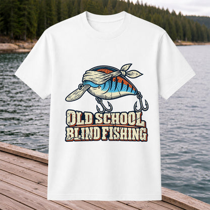 Old School Blind Fishing Blindfolded Lure Graphic T-Shirt