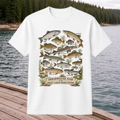 Freshwater Fish of the Great Lakes Water System Graphic T-Shirt