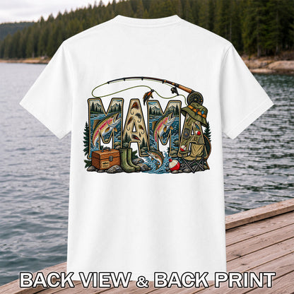 Mama Rainbow Trout Fly Fishing Vintage Graphic T-Shirt | Back Print