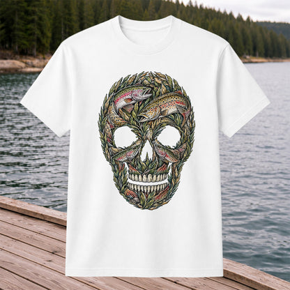 Rainbow and Brown Trout Skull Fishing Graphic T-Shirt
