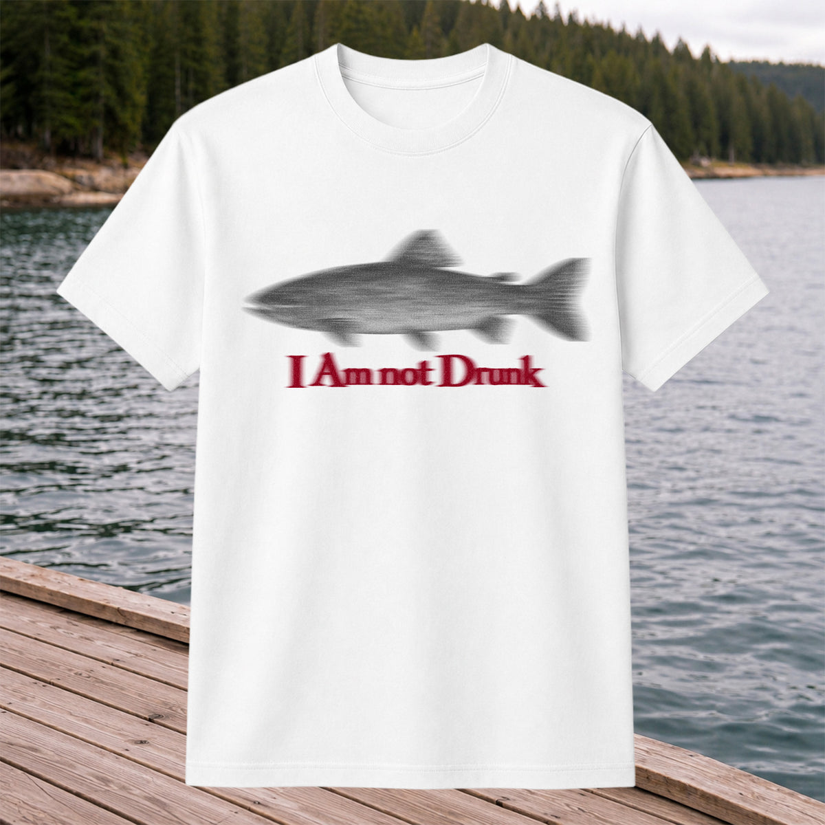 I Am Not Drunk Funny Blurry Trout Fishing Graphic T-Shirt