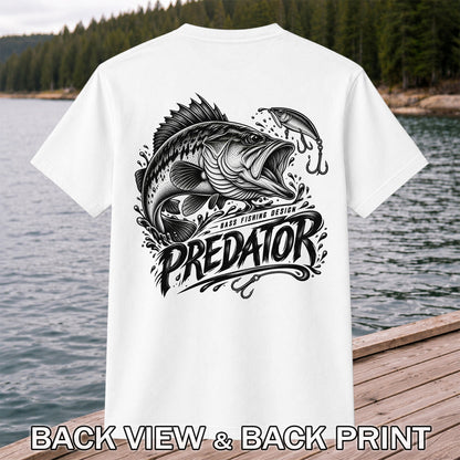 Predator Bass Fishing Design Largemouth Bass Graphic T-Shirt | Back Print