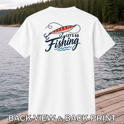 Let's Go Fishing Retro Fishing Lure Graphic T-Shirt | Back Print