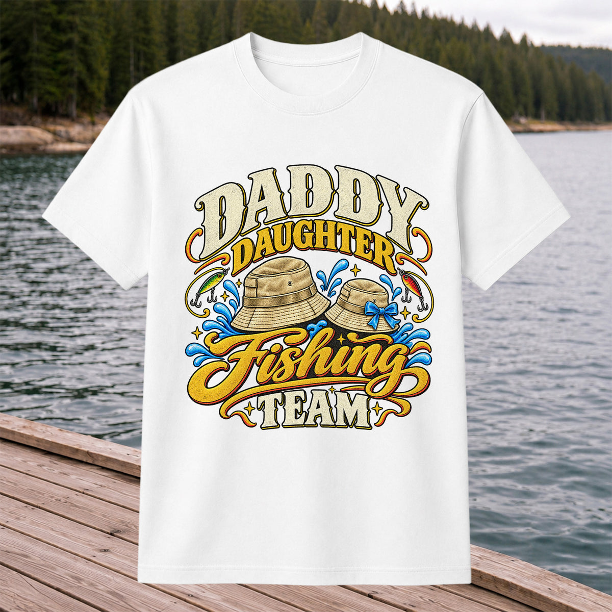 Dad Daughter Fishing Team Family Fishing Graphic T-Shirt