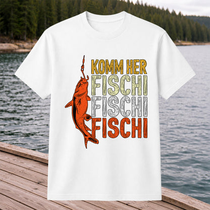 Komm Her Fischi Fischi Funny Catfish Fishing Graphic T-Shirt