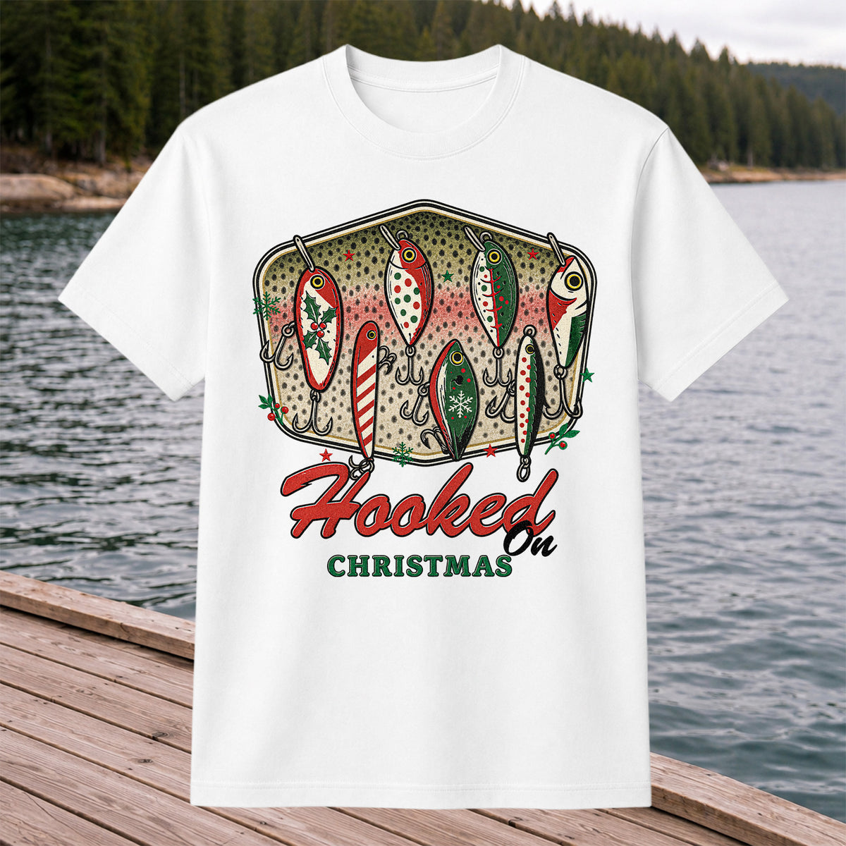 Christmas Fishing Lures Graphic T-Shirt