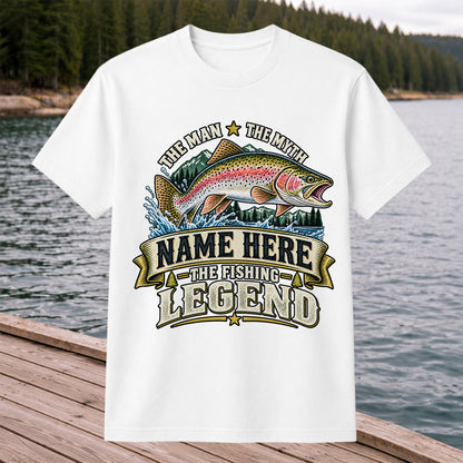 Personalized The Man The Myth The Fishing Legend Rainbow Trout T-Shirt