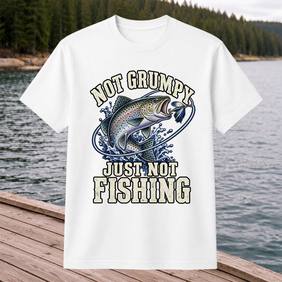 Not Grumpy Just Not Fishing Rainbow Trout Graphic T-Shirt