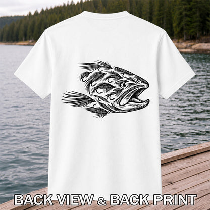 Fly Fishing Fish Design Graphic T-Shirt | Back Print
