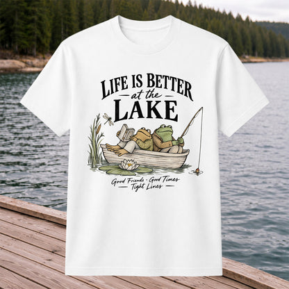Life Is Better at the Lake Frog Fishing Graphic T-Shirt