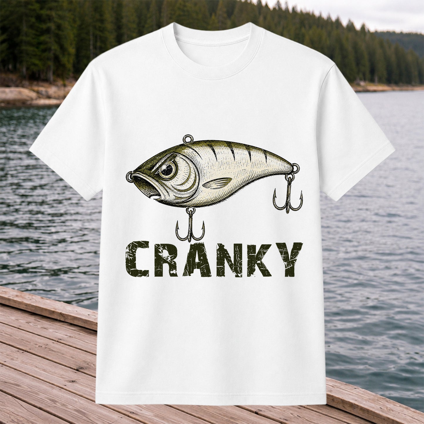 Cranky Vintage Crankbait Fishing Lure Graphic T-Shirt