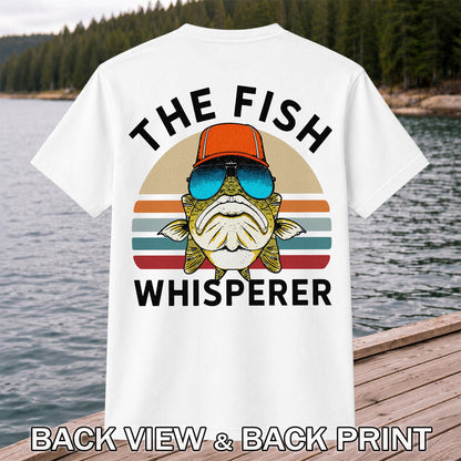 The Fish Whisperer Bass in Sunglasses and Trucker Hat T-Shirt | Back Print