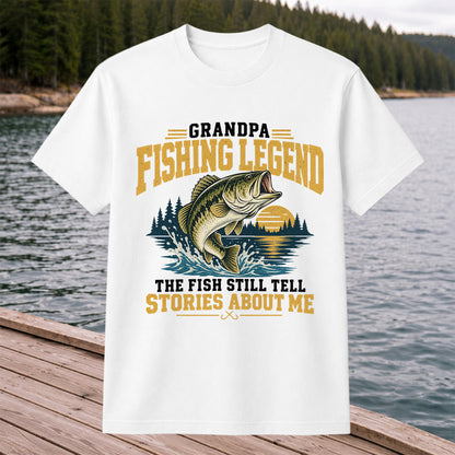 Grandpa Fishing Legend Jumping Bass Vintage Fishing T-Shirt