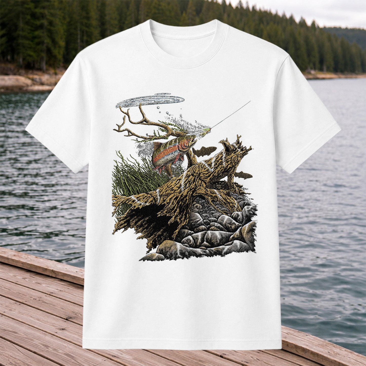 Trout Fishing T-Shirt  Fly Fishing River Tee
