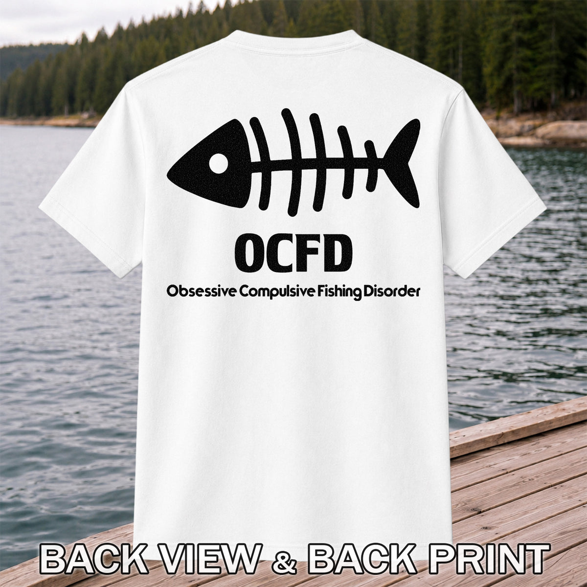 Funny Fish Skeleton Fishing Graphic T-Shirt | Back Print