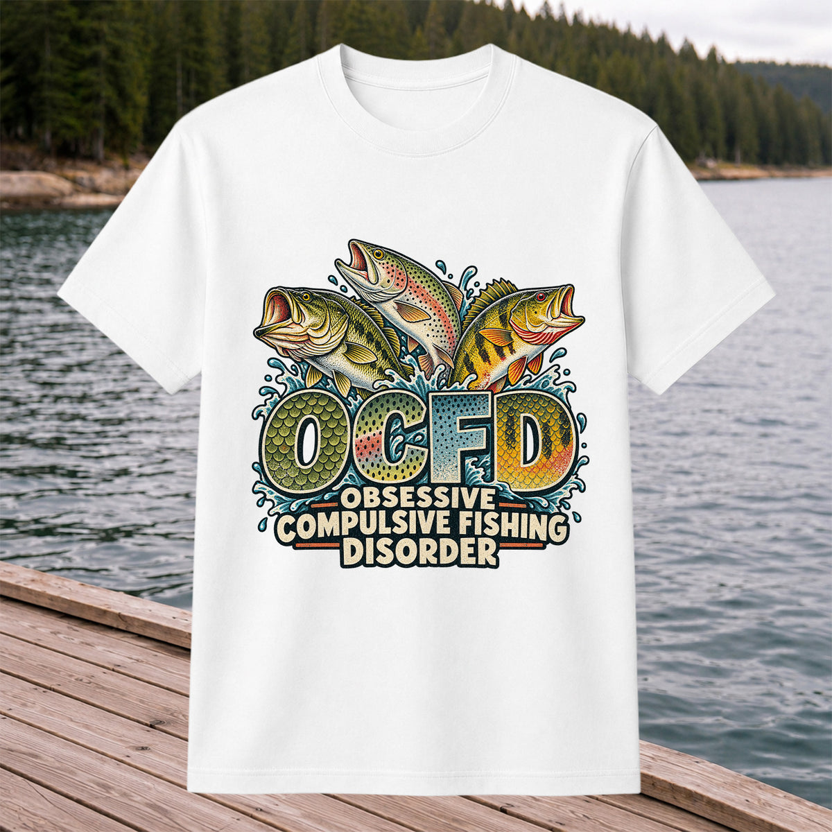 OCFD Obsessive Compulsive Fishing Disorder Bass and Trout T-Shirt