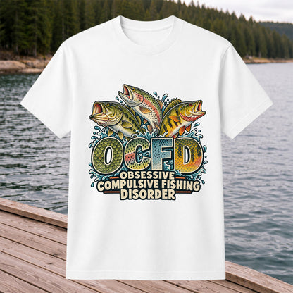 OCFD Obsessive Compulsive Fishing Disorder Bass and Trout T-Shirt