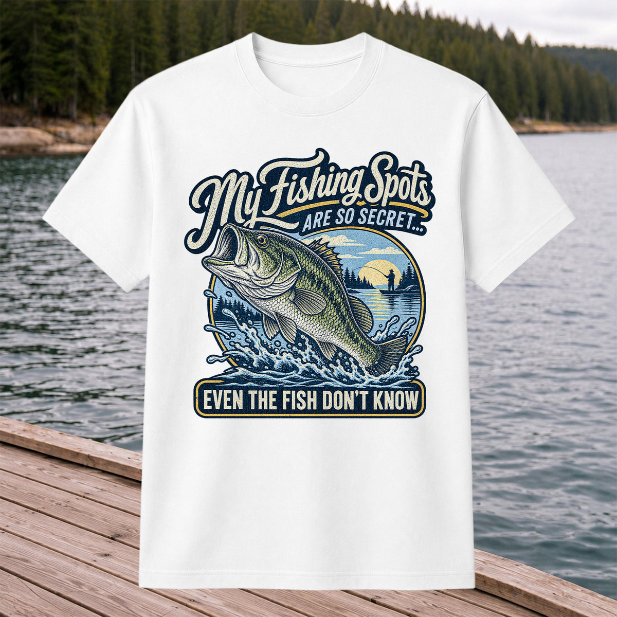 Secret Fishing Spots Largemouth Bass Graphic T-Shirt