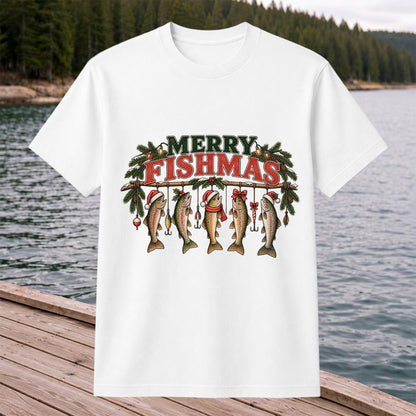 Merry Fishmas Five Christmas Trout Fishing Graphic T-Shirt