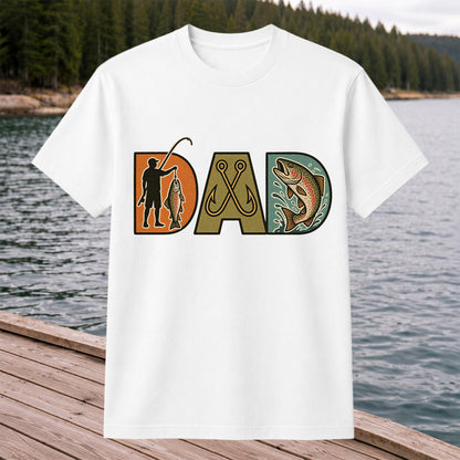 DAD Rainbow Trout and Fishing Hooks Vintage Graphic T-Shirt