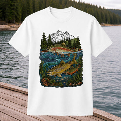 Trout Fishing T-Shirt  Mountain River Fishing Tee