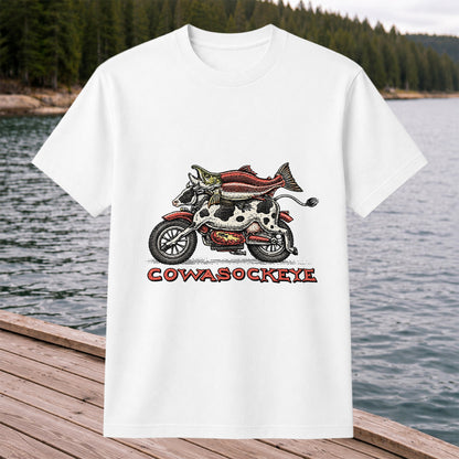 Cowasockeye Trout Motorcycle Funny Fishing Graphic T-Shirt