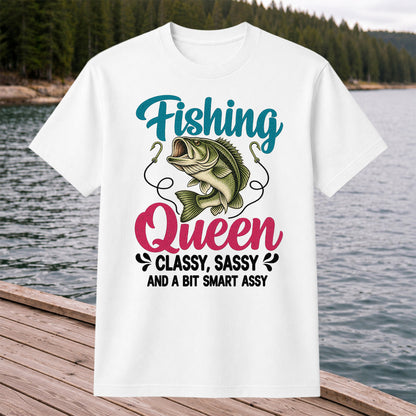 Fishing Queen Bass Funny Fishing Graphic T-Shirt