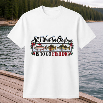 Christmas Freshwater Fish Fishing Graphic T-Shirt