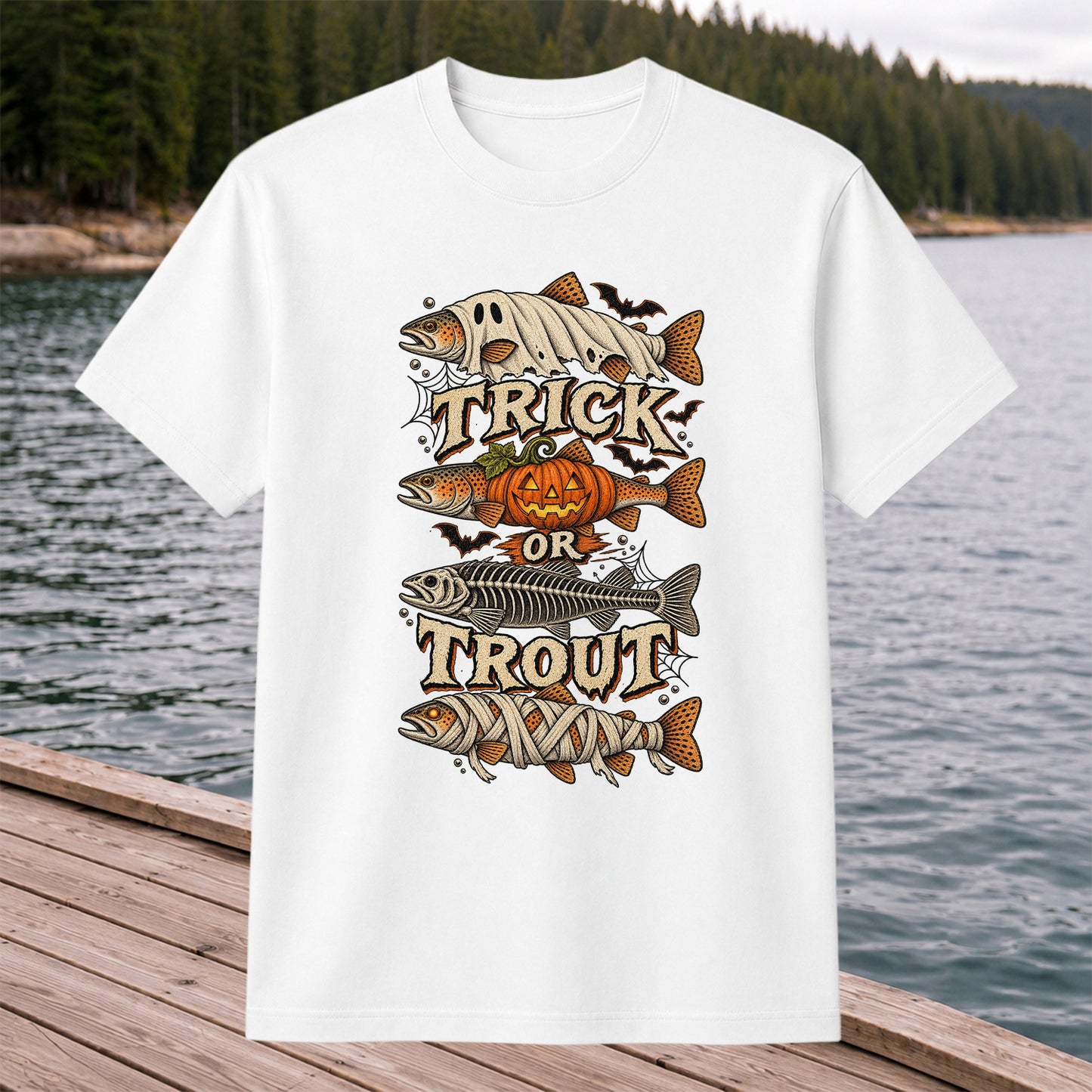 Trick or Trout Halloween Costume Fish Graphic T-Shirt