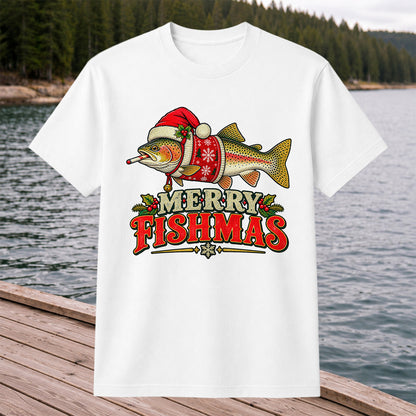 Christmas Trout Santa Fishing Graphic T-Shirt