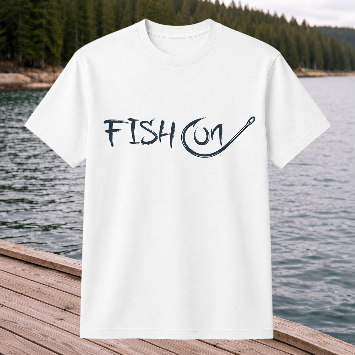 Fish On Fishing Hook Minimalist Graphic T-Shirt