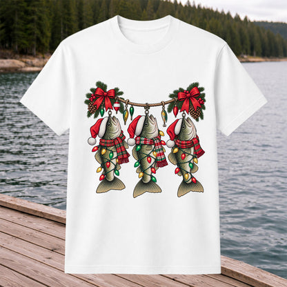 Christmas Fish Ornament Fishing Graphic T-Shirt
