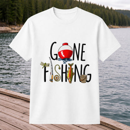 Gone Fishing Bobber Rod and Lure Graphic T-Shirt