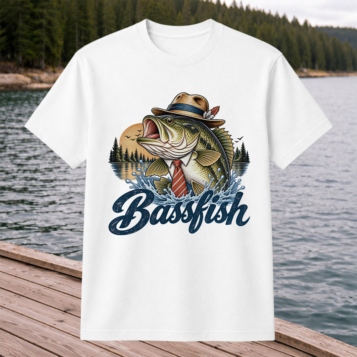 Cowboy Hat Bass Fishing Graphic T-Shirt