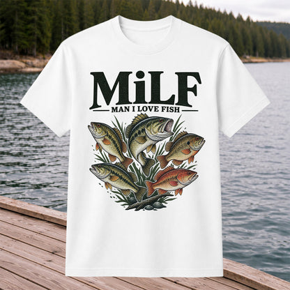 MiLF Man I Love Fish Five Bass Funny Fishing T-Shirt