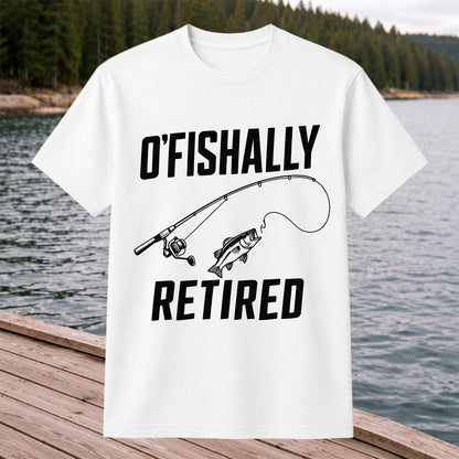 Retirement Fishing Graphic T-Shirt with Fishing Rod and Bass