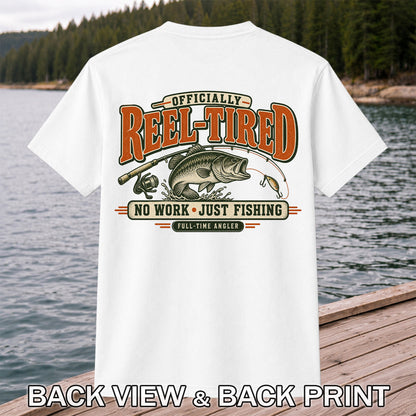 Retired Bass Fishing No Work Graphic T-Shirt | Back Print