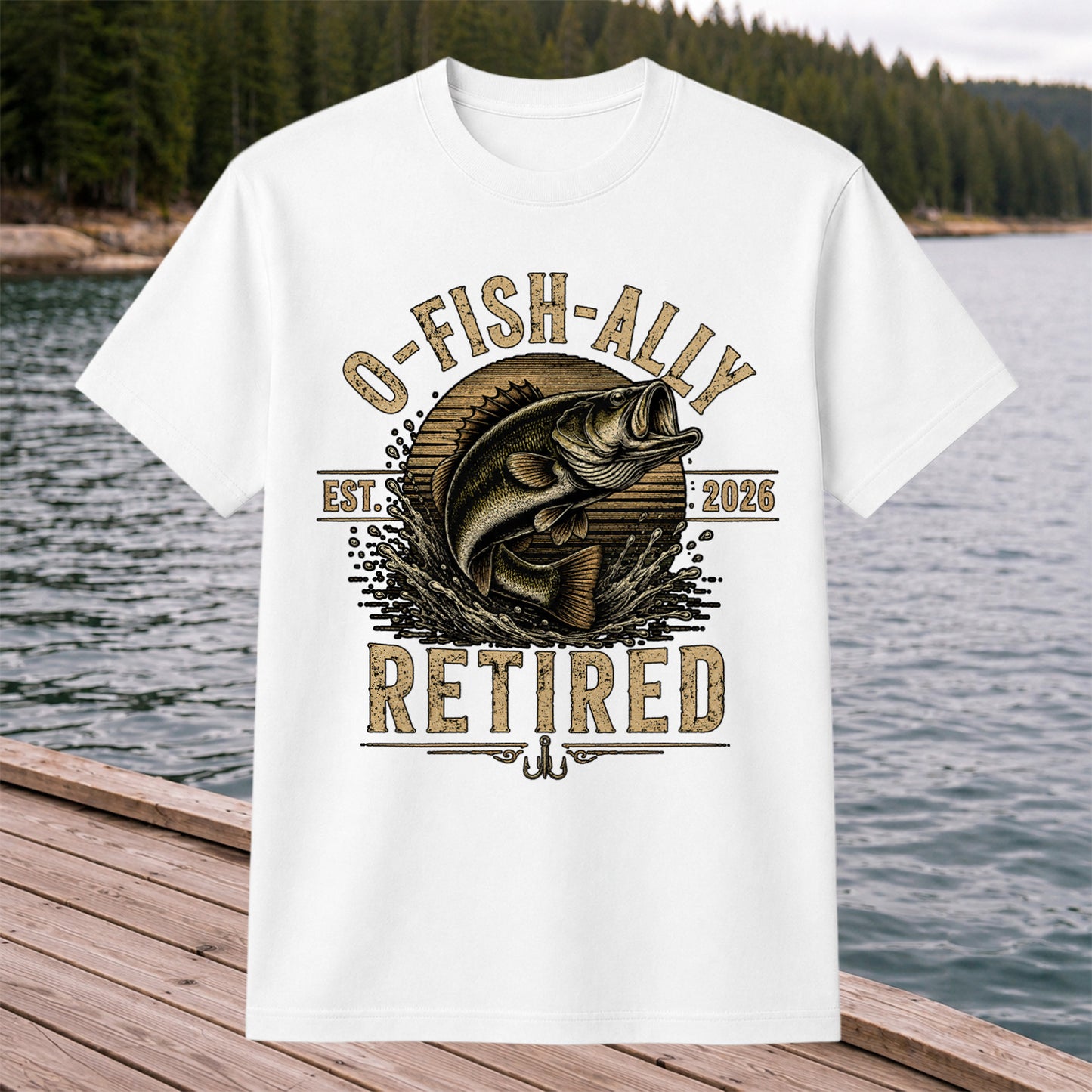 O-Fish-Ally Retired Bass Fishing T-Shirt