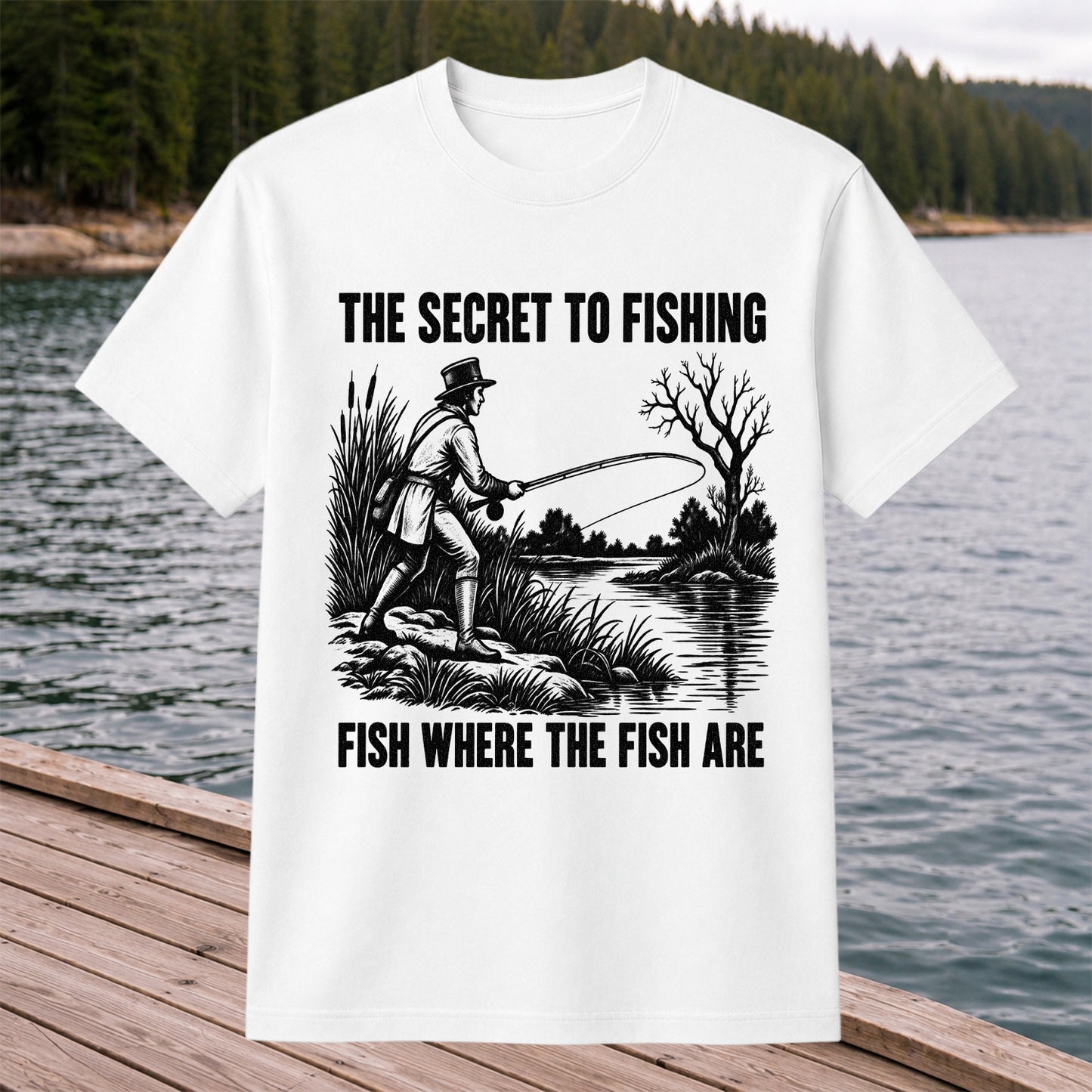 The Secret to Fishing Fish Where the Fish Are Graphic T-Shirt