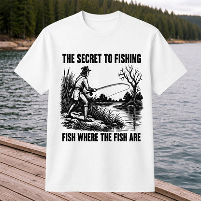 The Secret to Fishing Fish Where the Fish Are Graphic T-Shirt