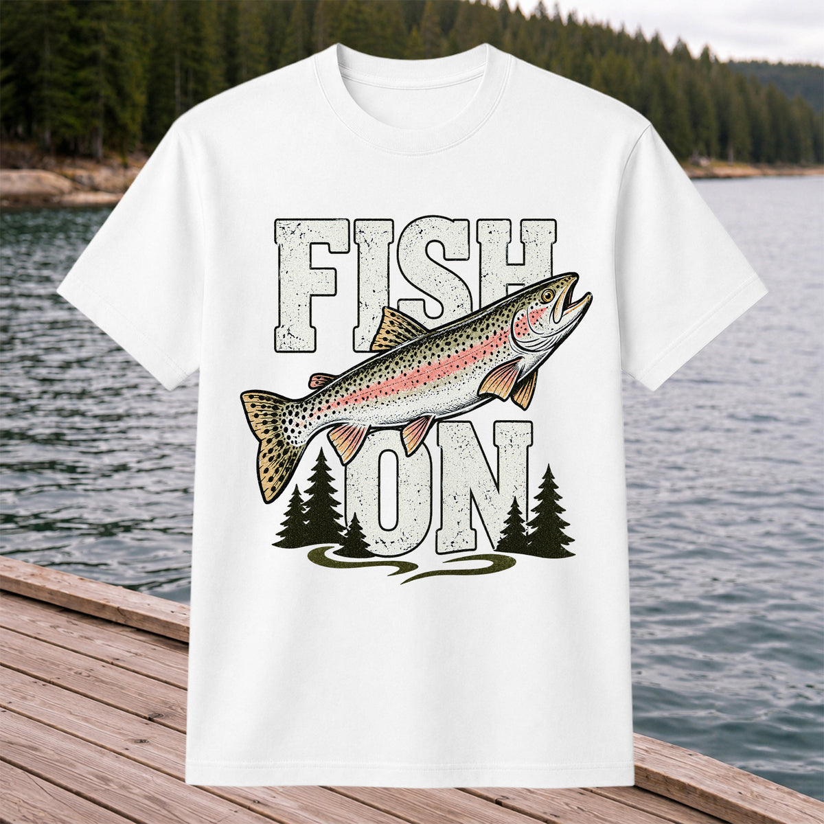 Fish On Rainbow Trout Fishing Graphic T-Shirt